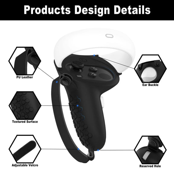 VR Controller Anti-collision Half-pack Silicone Protective Cover For Oculus Quest 2(Black)