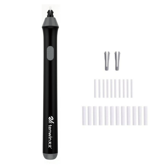 Tenwin 8302 Adjustable Electric Eraser With Rubber Refills For Sketch Drawing Erasing(Black)