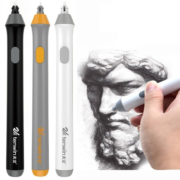 Tenwin 8302 Adjustable Electric Eraser With Rubber Refills For Sketch Drawing Erasing(White)