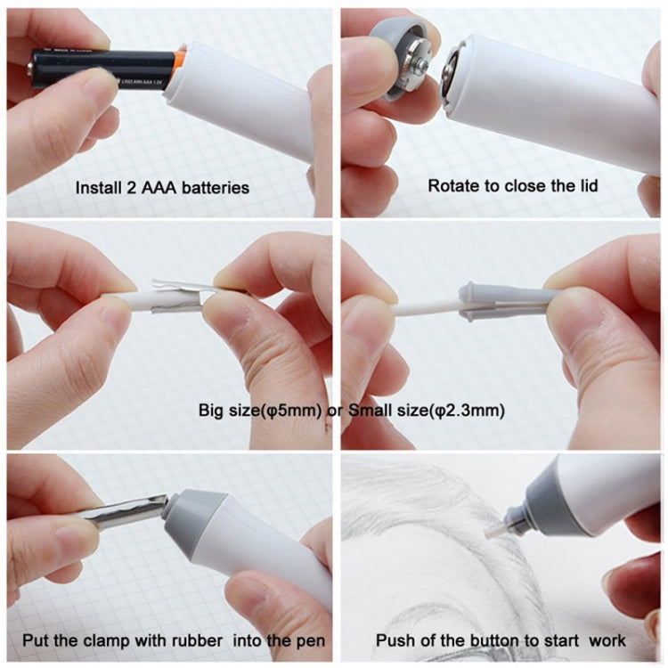 Tenwin 8302 Adjustable Electric Eraser With Rubber Refills For Sketch Drawing Erasing(Black)