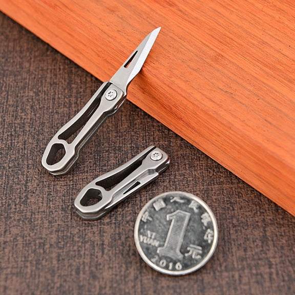 Titanium Alloy Mini Folding Knife Express Knife EDC Keychain Pendant
