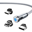 CC56 8 Pin + Type-C/USB-C + Micro USB Magnetic Interface Dust Plug Rotating Data Charging Cable, Cbale Length: 1m(Silver) - Charging Cable & Head by PMC TechLife | Online Shopping South Africa | PMC TechLife | Buy Now Pay Later Mobicred