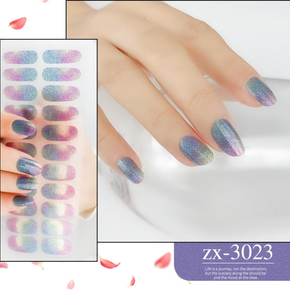 22 Fingers Shiny Onion Powder Starry Water-resistant Nail Sticker(ZX-3023)