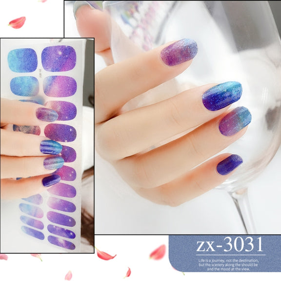 22 Fingers Shiny Onion Powder Starry Water-resistant Nail Sticker(ZX-3031)