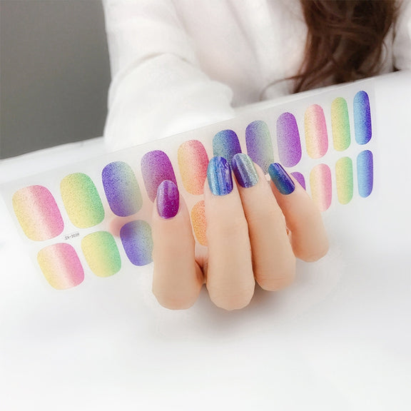 22 Fingers Shiny Onion Powder Starry Water-resistant Nail Sticker(ZX-3039)
