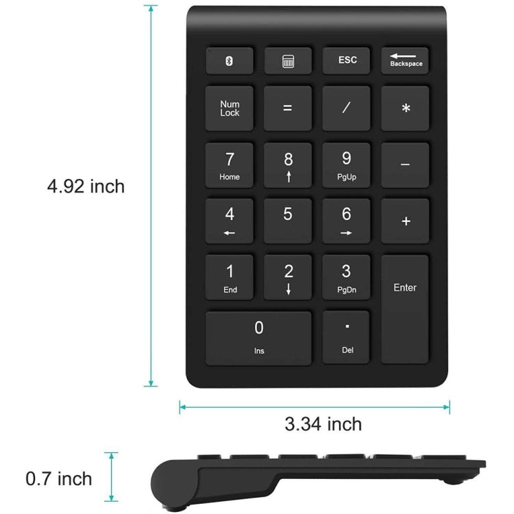 BT304 22 Keys Laptop Mini Wireless Keyboard, Spec: 2.4G (Black)