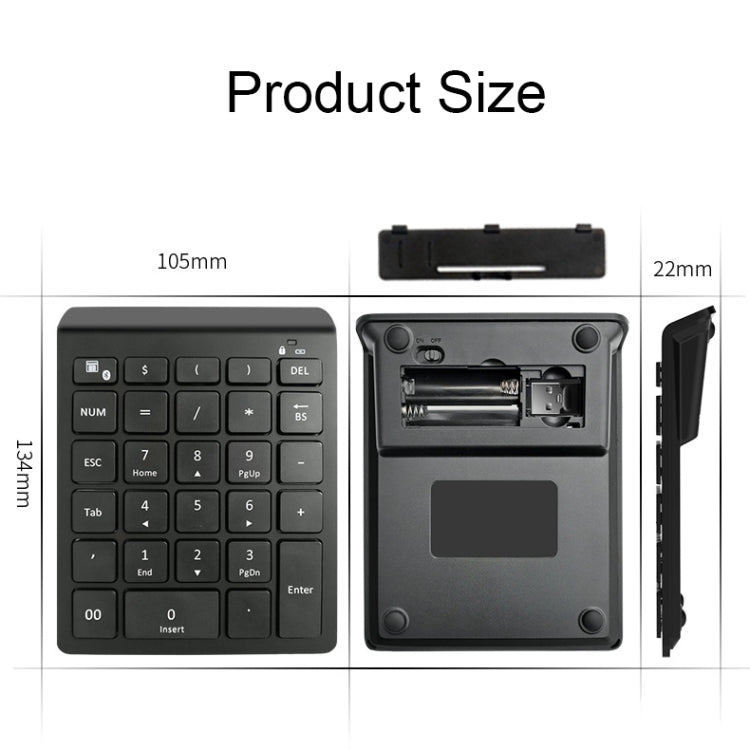 BT302 28 Keys Laptop Mini Wireless Keyboard, Spec: Bluetooth (Black)