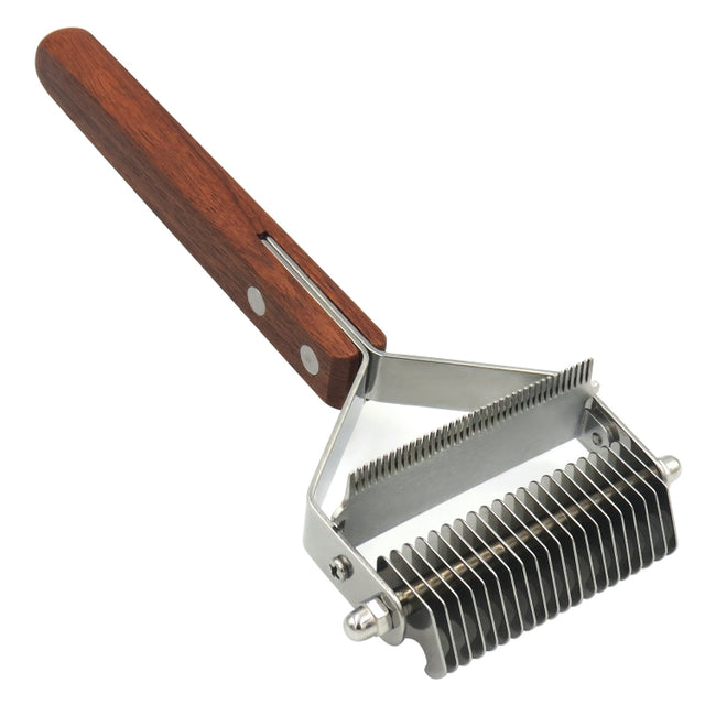 Pet Wooden Handle Dual-purpose Stainless Steel Comb Pet Hair Removal Comb(DS-Y075)