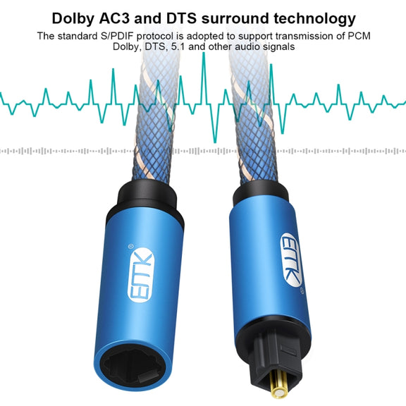 EMK Male To Female SPDIF Paired Digital Optical Audio Extension Cable, Cable Length: 1.5m (Blue)