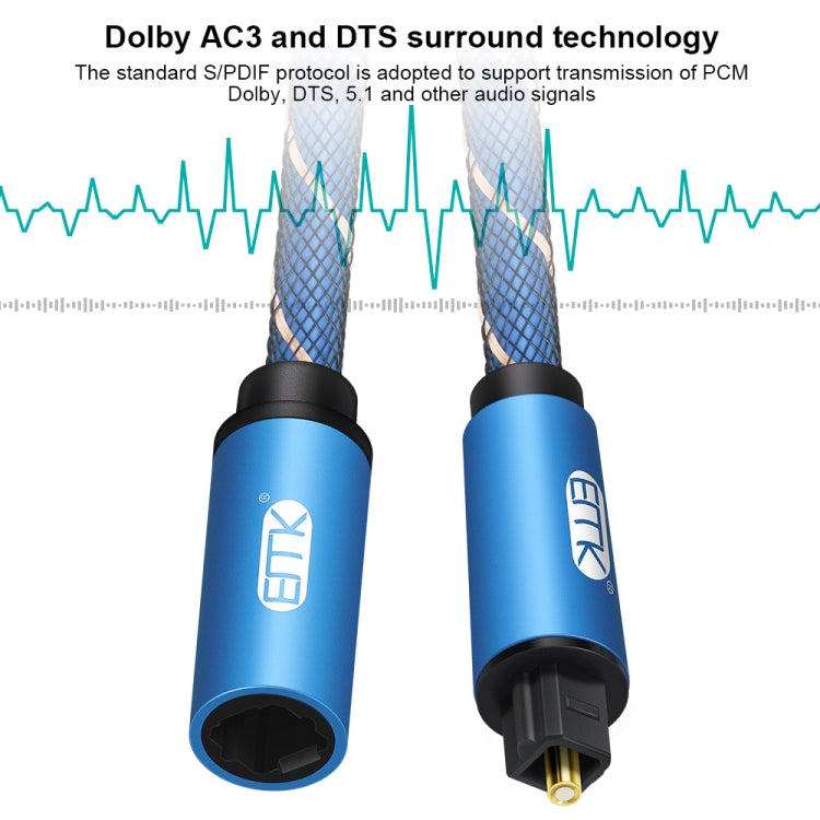 EMK Male To Female SPDIF Paired Digital Optical Audio Extension Cable, Cable Length: 2m (Blue)