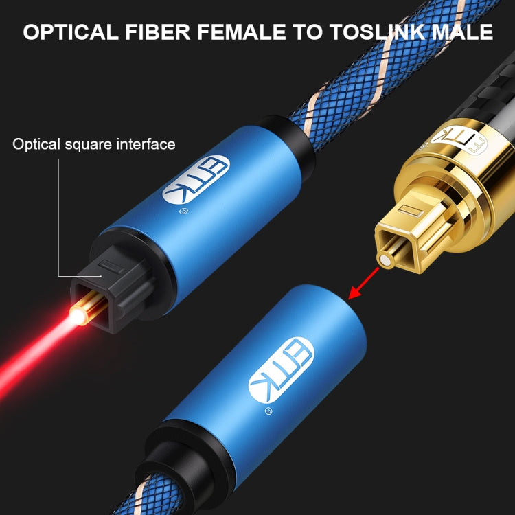 EMK Male To Female SPDIF Paired Digital Optical Audio Extension Cable, Cable Length: 2m (Blue)