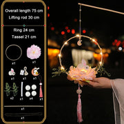 Moon Festival Hand Lantern Children Handmade DIY Materials, Color: Peony Flowers