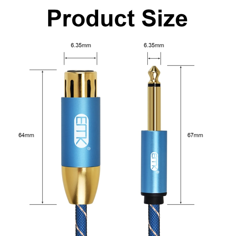 EMK KN603 2Pin 6.5mm Canon Line Balanced Audio Microphone Line,Cable Length: 2m(Blue)