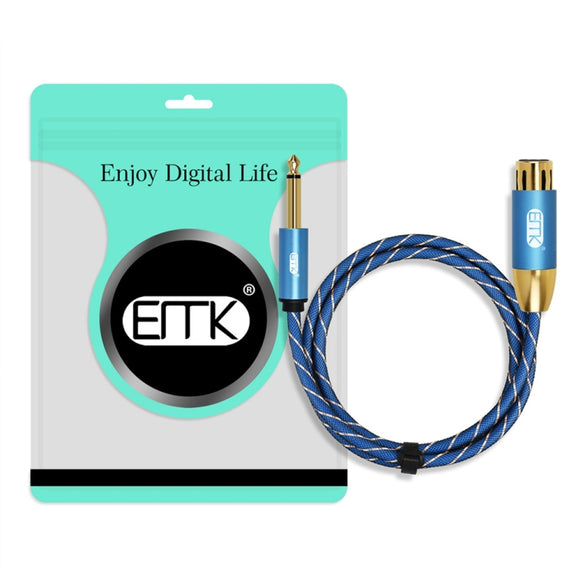 EMK KN603 2Pin 6.5mm Canon Line Balanced Audio Microphone Line,Cable Length: 5m(Blue)