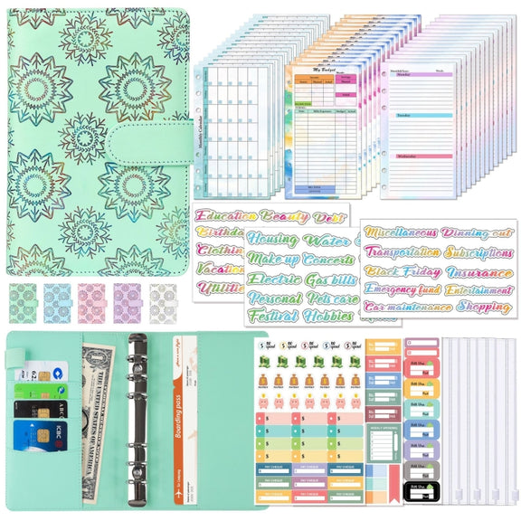 A6 Cash Budget Book Schedule Weekly Plan Monthly Plan Loose-leaf Notepad(Green)