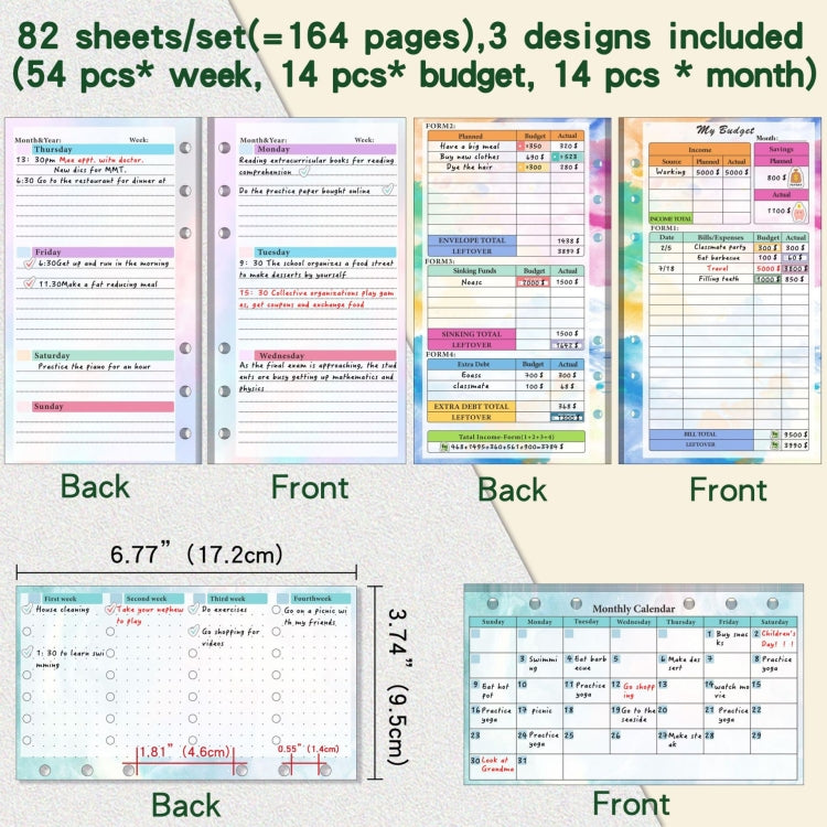 A6 Cash Budget Book Schedule Weekly Plan Monthly Plan Loose-leaf Notepad(Green)