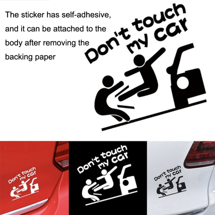 10PCS Reflective Funny Text Do Not Touch My Car Car Sticker(Black)