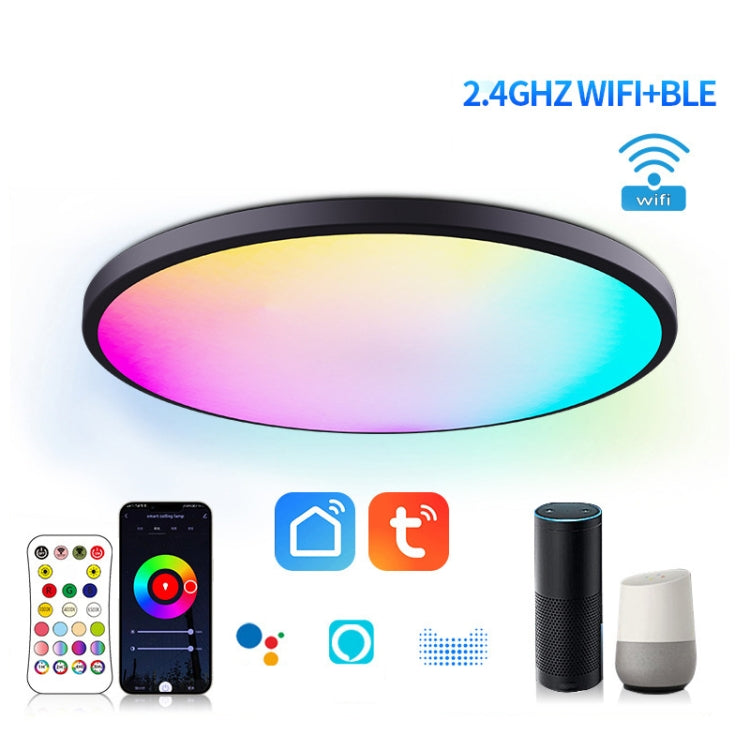 RGBCW Smart Graffiti App Voice Ceiling Light, Voltage: EU Standard 220V-240V(Black Frame)