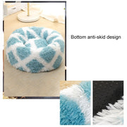 Long-haired Round Pet Kennel Warm Pet Bed, Specification: 60cm(Dark Blue)