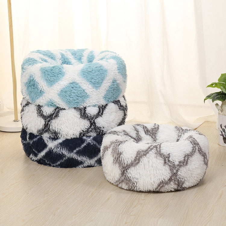 Long-haired Round Pet Kennel Warm Pet Bed, Specification: 60cm(Dark Blue)