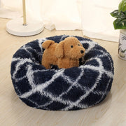 Long-haired Round Pet Kennel Warm Pet Bed, Specification: 60cm(Dark Gray)