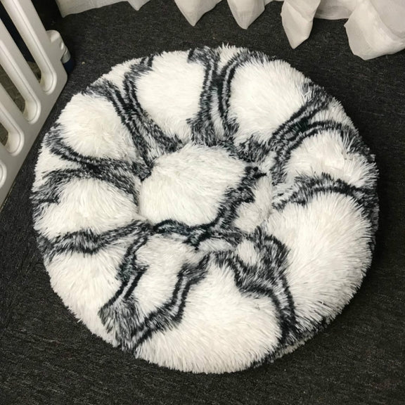 Long-haired Round Pet Kennel Warm Pet Bed, Specification: 60cm(Dark Gray)