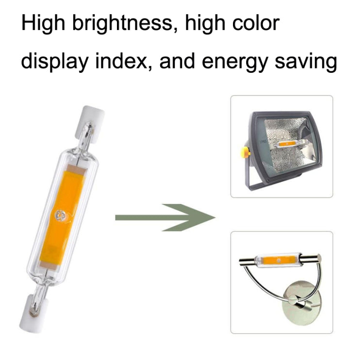 78MM 10W R7S LED COB Dimmer Glass Lamp Double-end Horizontal Plug-in Light(220V Warm White Light)