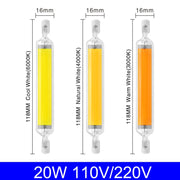 118mm 20W R7S LED COB Dimmer Glass Lamp Double-end Horizontal Plug-in Light(110V Cold White Light)