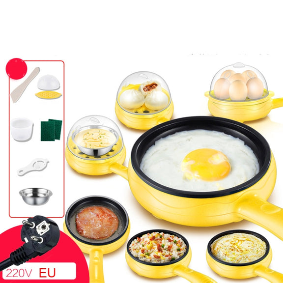 350W Electric Egg Omelette Cooker Frying Pan Steamer Cooker,EU Plug,Style: Double Layer Set Yellow