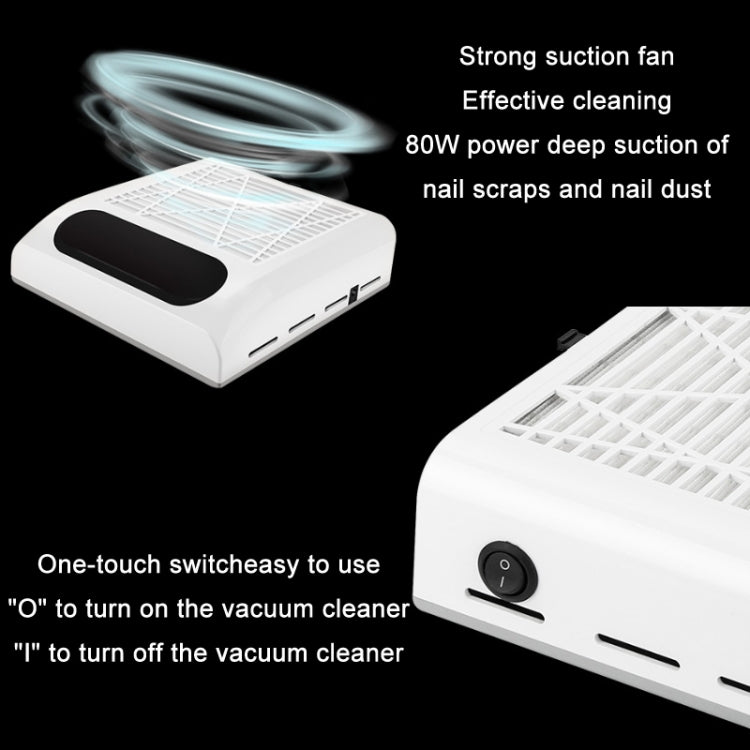 80W Manicure Vacuum Cleaner With Pull-Out Filter, Specification: US Plug (Pink)