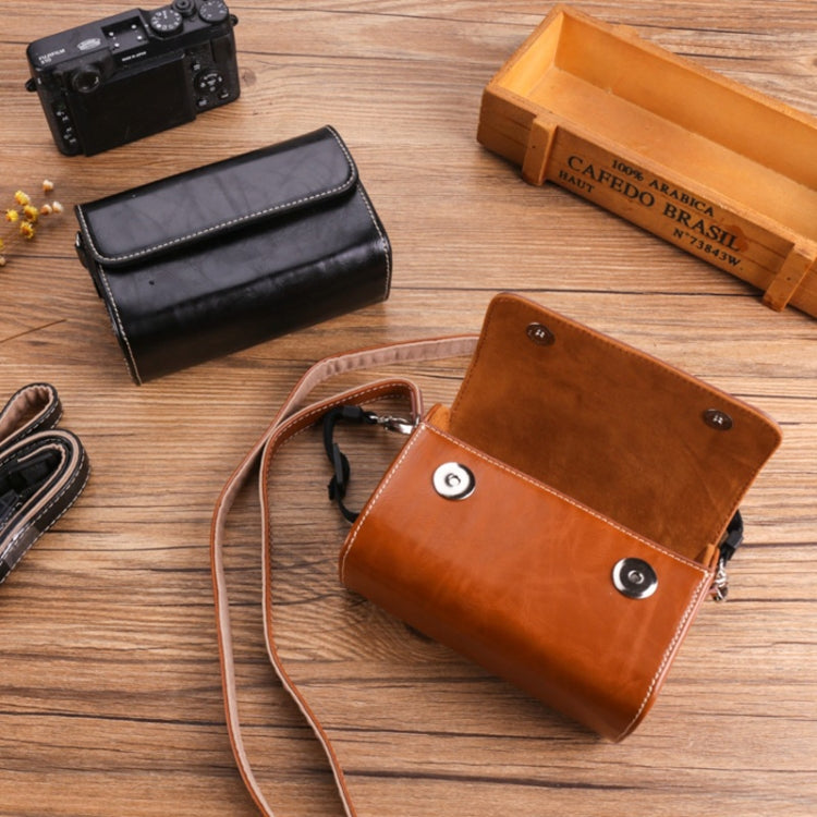 For Canon G7X3 / G5X2 / Sony ZV1RX1007 / RICOH GR3 Camera Leather Case(Light Brown)
