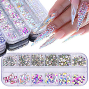 12 Grid Flat Bottom Shaped Nail Rhinestones Nail Decoration, Specification: 04