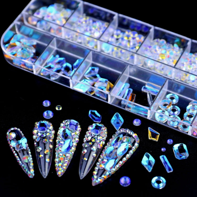 12 Grid Flat Bottom Shaped Nail Rhinestones Nail Decoration, Specification: 06