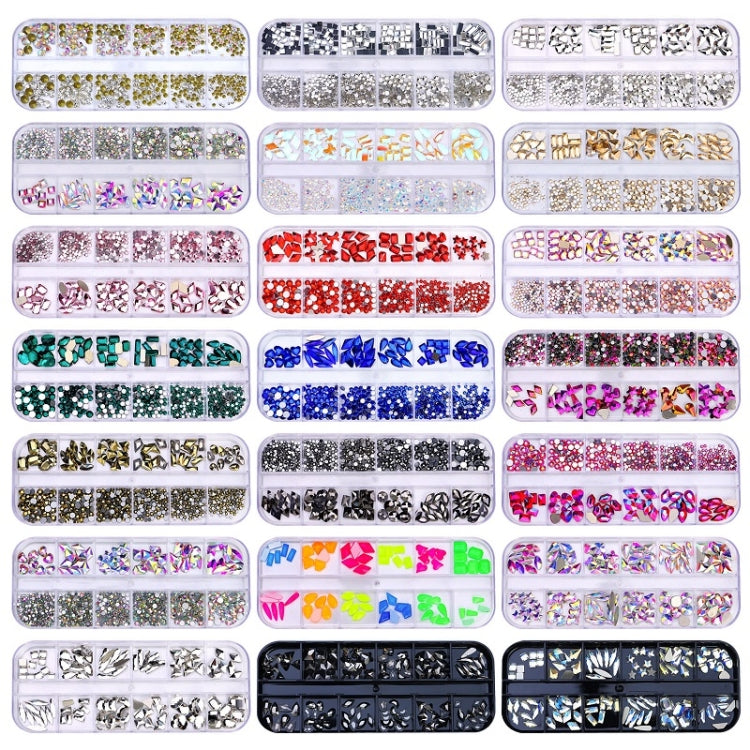12 Grid Flat Bottom Shaped Nail Rhinestones Nail Decoration, Specification: 07