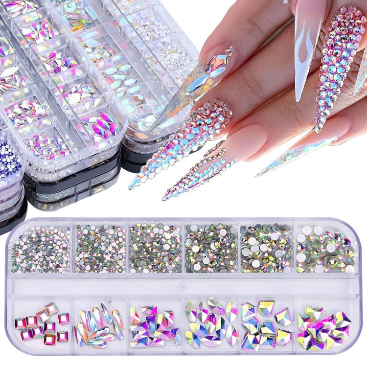 12 Grid Flat Bottom Shaped Nail Rhinestones Nail Decoration, Specification: 10