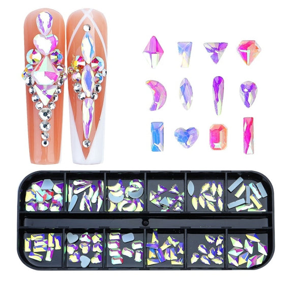 12 Grid Flat Bottom Shaped Nail Rhinestones Nail Decoration, Specification: 23