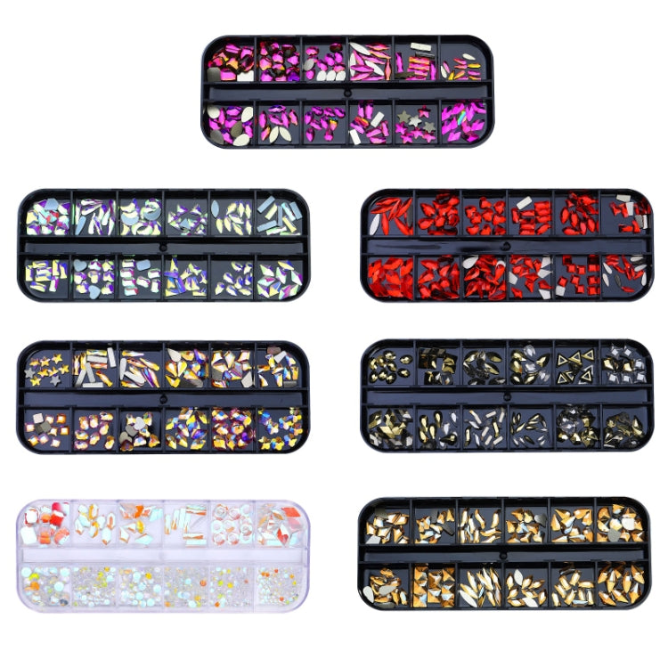 12 Grid Flat Bottom Shaped Nail Rhinestones Nail Decoration, Specification: 28