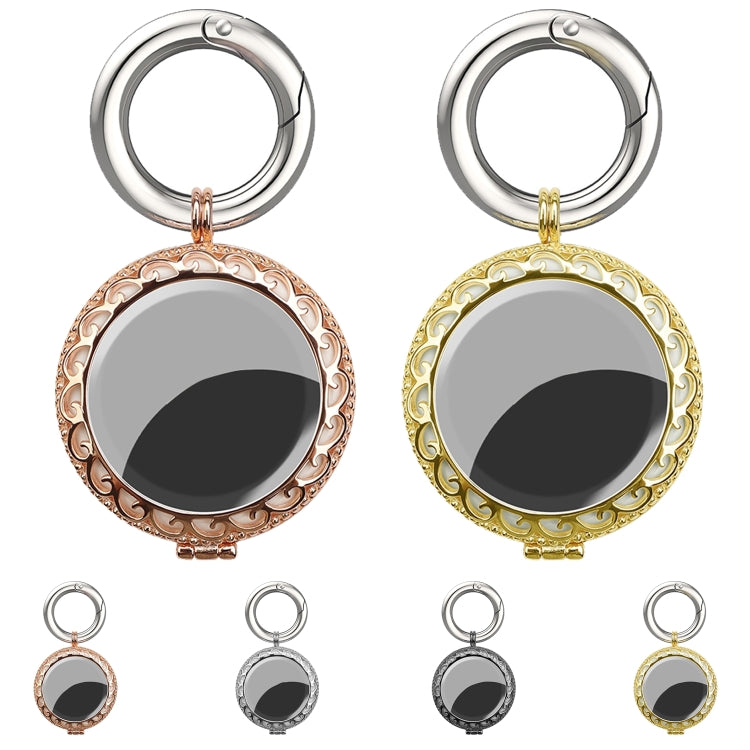 Anti-Lost Plating Keychain Locator Tracker Protective Cover For Airtag(Black Gold)