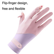 FSN02 1pair UV Resistant Ice Silk Breathable Cool Non-Slip Cycling Driving Thin Gloves Free Code(Blue White)