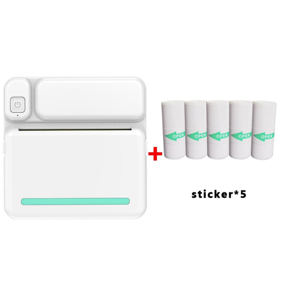 C19 200DPI Student Homework Printer Bluetooth Inkless Pocket Printer Blue Sticker x 5