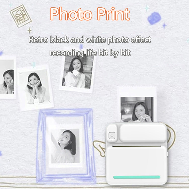 C19 200DPI Student Homework Printer Bluetooth Inkless Pocket Printer Blue Sticker x 5
