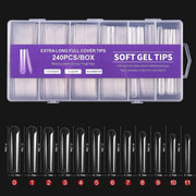 240 PCS/Box Thin Soft Transparent Nail Pieces, Shape: Super Long Full Stick Nails