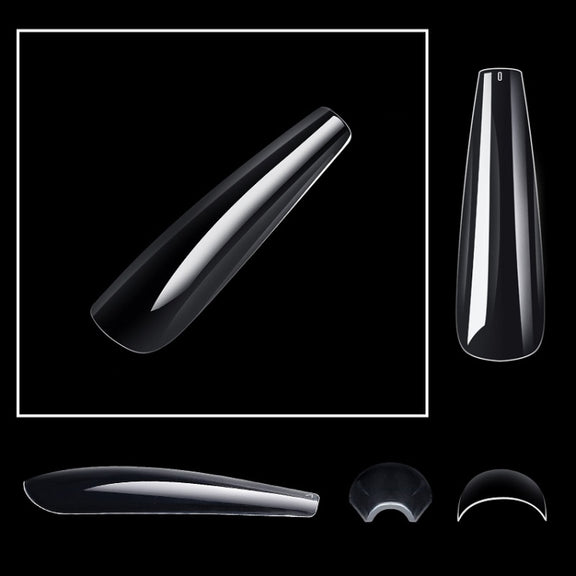 240 PCS/Box Thin Soft Transparent Nail Pieces, Shape：Super Long Pointed Nails