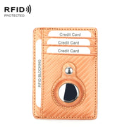 TQ-319 Anti-Theft Anti-Lost Tracker Leather Card Holder For AirTag, Style: Carbon Fiber (Brown)