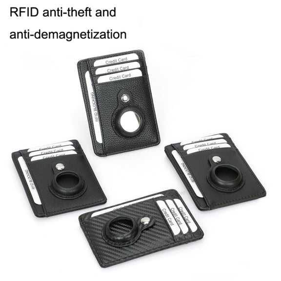 TQ-319 Anti-Theft Anti-Lost Tracker Leather Card Holder For AirTag, Style: Flat Pattern (Black)