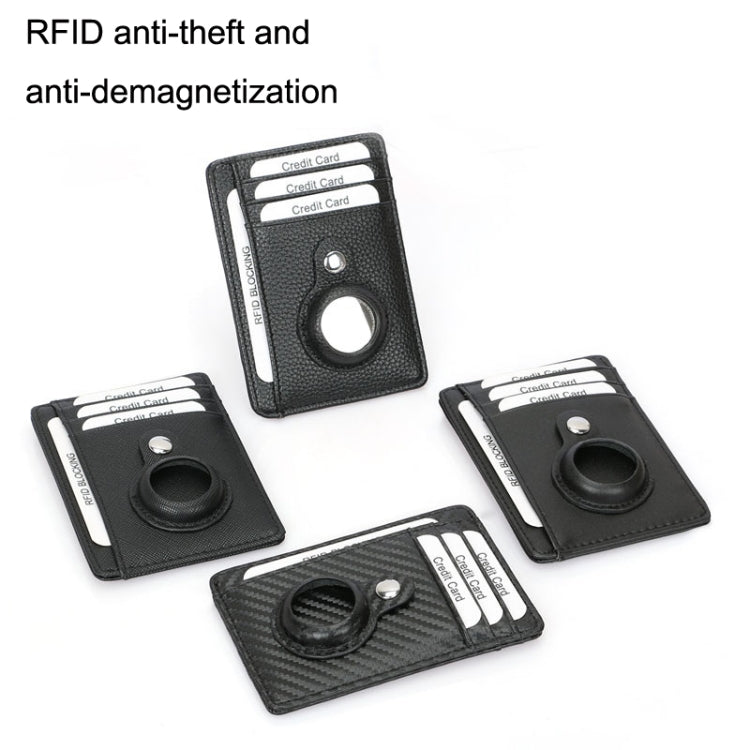 TQ-319 Anti-Theft Anti-Lost Tracker Leather Card Holder For AirTag, Style: Flat Pattern (Black)