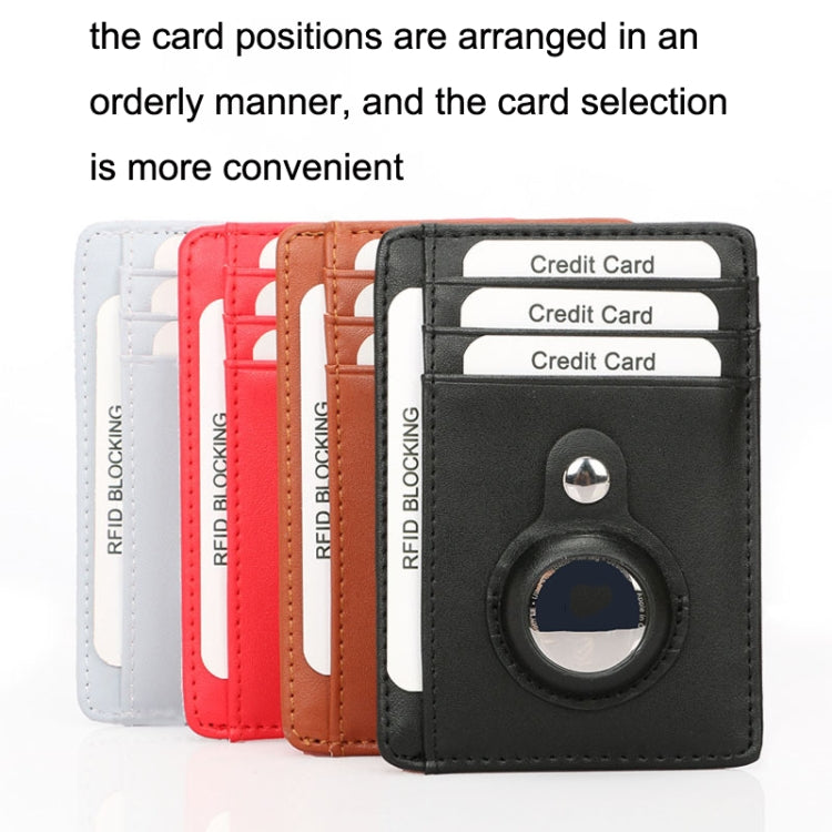 TQ-319 Anti-Theft Anti-Lost Tracker Leather Card Holder For AirTag, Style: Flat Pattern (Black)