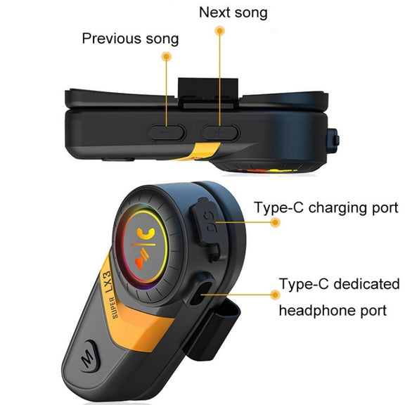 Motorcycle Helmet Call Music Navigation Bluetooth Headset, Color: Yellow(Hard Pipe Microphone)