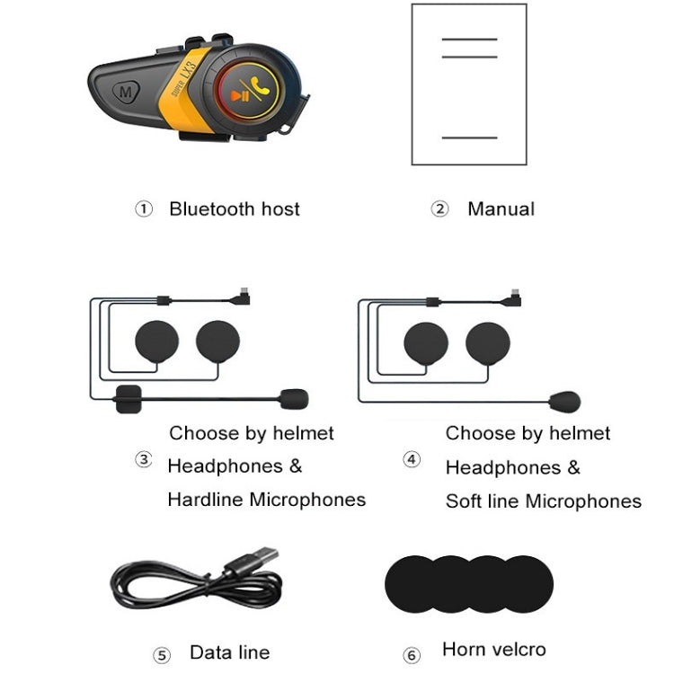 Motorcycle Helmet Call Music Navigation Bluetooth Headset, Color: Yellow(Hard Pipe Microphone)