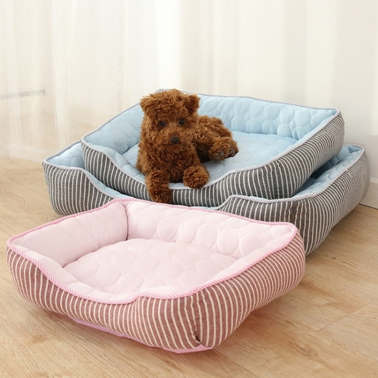 Summer Cold Feeling Dog Cat Kennel Ice Silk Cool Den L(Pink)